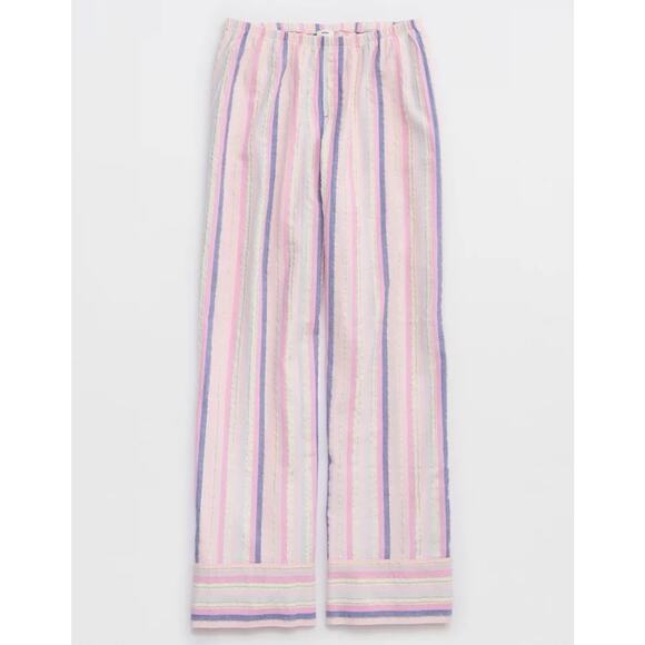 Aerie PJs Womens Off-Duty Poplin Trouser Pajamas Sleepwear Size XL Raspberry NWT - Picture 4 of 16